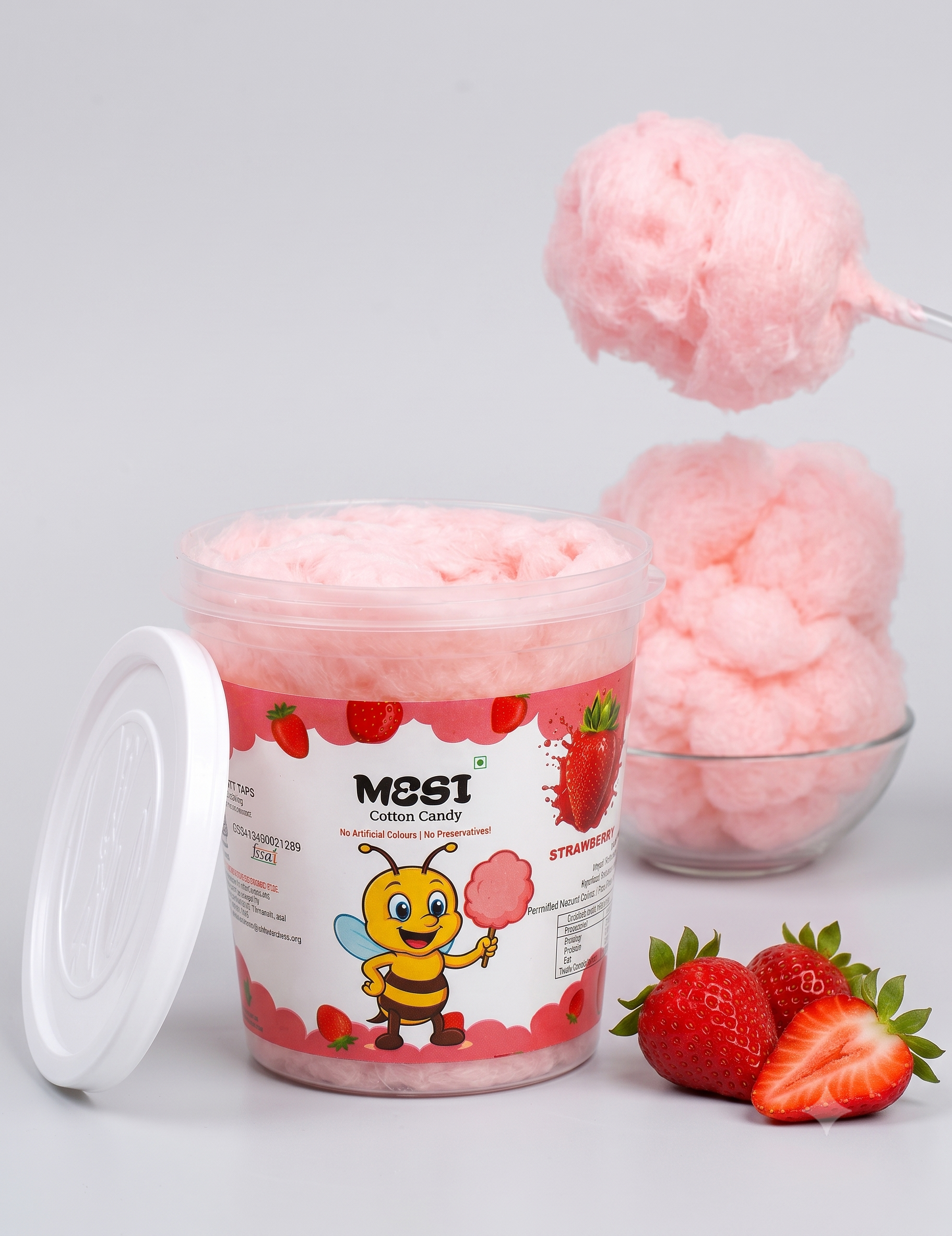 Mesi Fluffy Strawberry Cotton Candy – 6 Pack (Melt-in-Your-Mouth Sweetness)