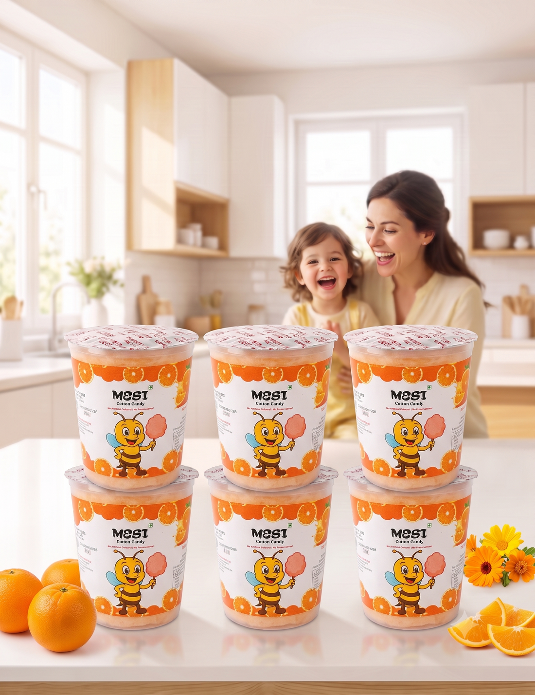 Mesi Tangy Orange Cotton Candy | Bright & Sweet (6 Pcs)