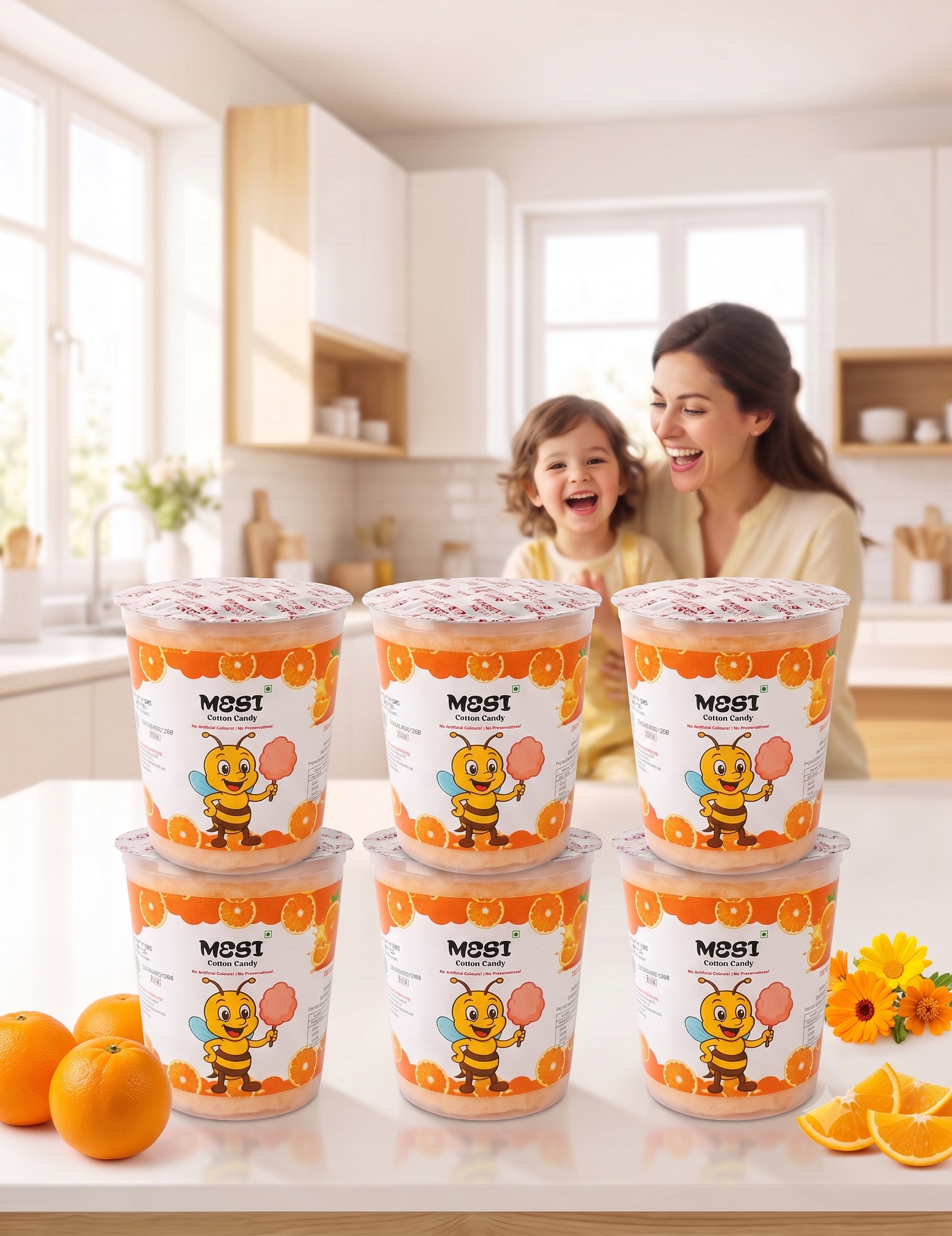 Mesi Tangy Orange Cotton Candy | Bright & Sweet (6 Pcs)