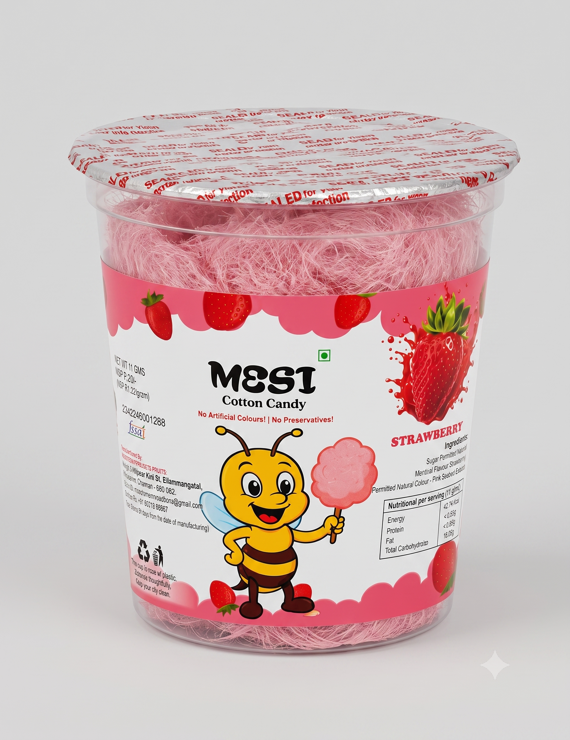 Mesi Fluffy Strawberry Cotton Candy – 6 Pack (Melt-in-Your-Mouth Sweetness)