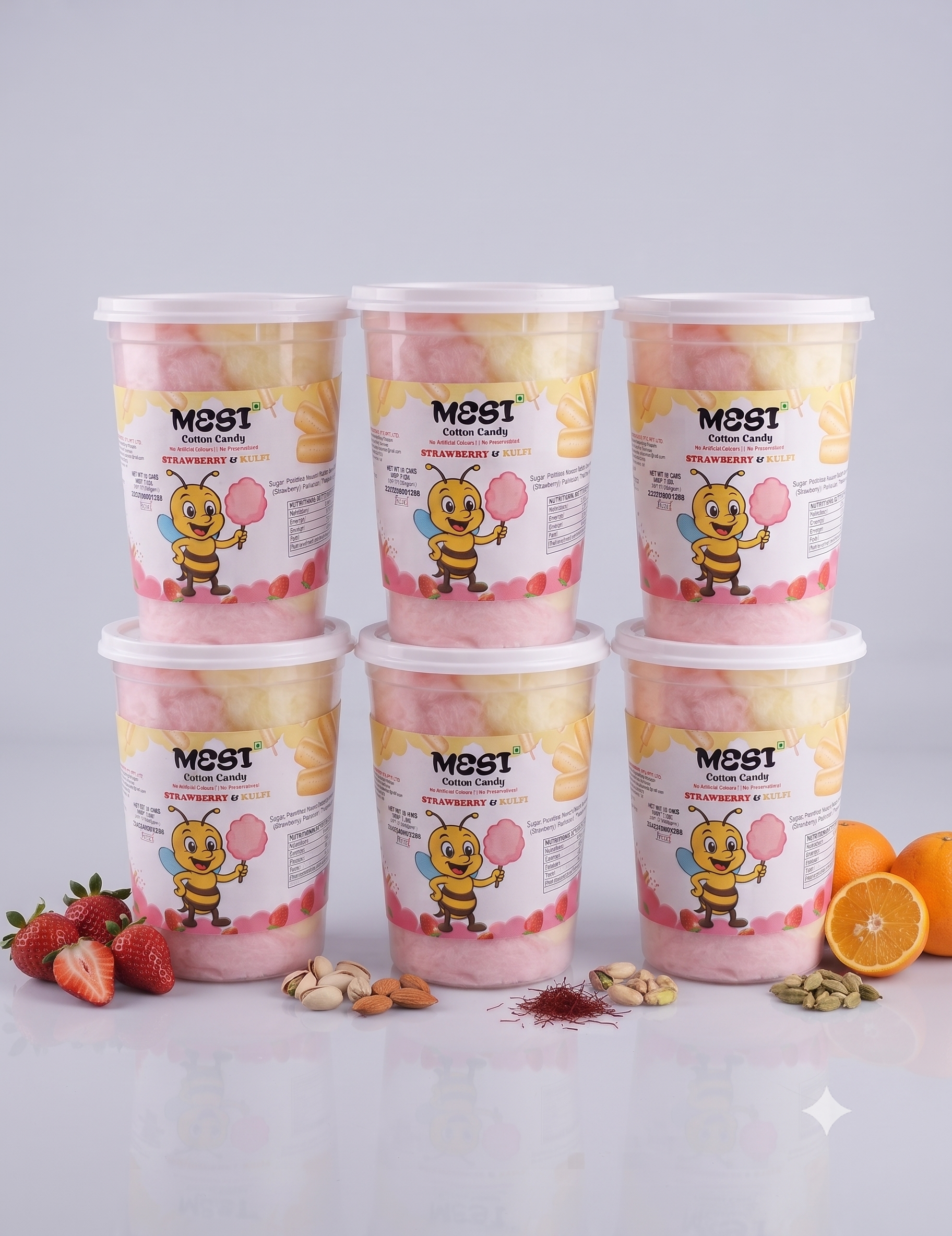 Mesi Double Flavour Cotton Candy Strawberry With Kulfi - 6 Pieces