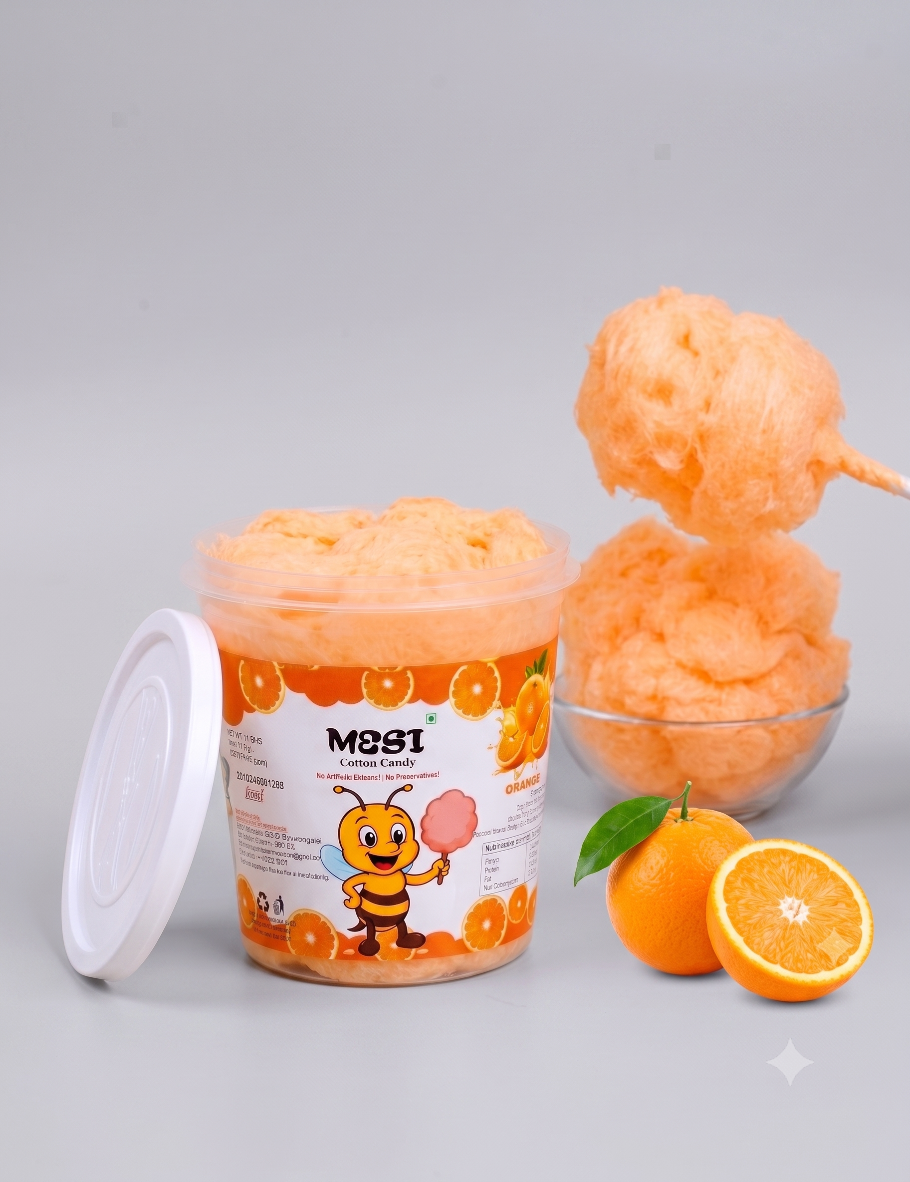 Mesi Tangy Orange Cotton Candy | Bright & Sweet (6 Pcs)